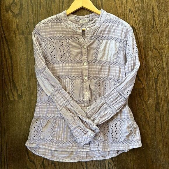 Dylan Los Angeles Pale Purple Blouse Lace‎ Boho Peasant Long Sleeve - Picture 10 of 12